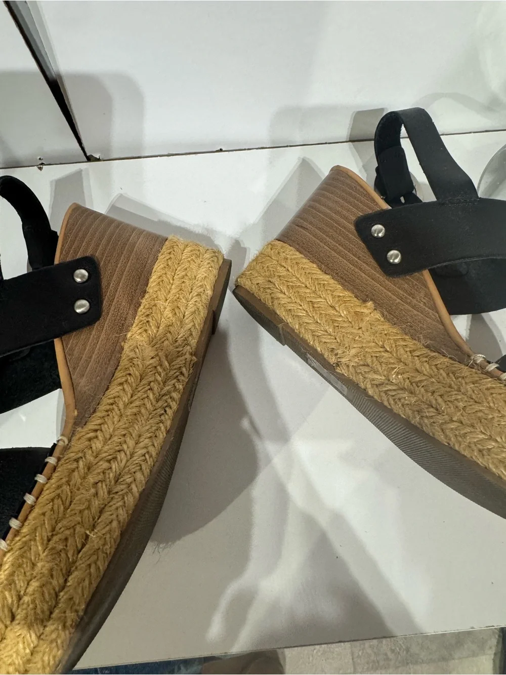 Soda Black Espadrille Platform Wedge Sandals